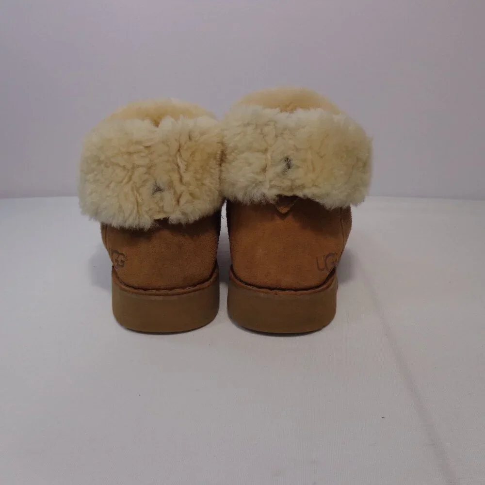 UGG Women's Quincy Brown Suede‎ Lace Up Winter Foldable Ankle Boots Size US 7